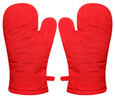 Kuber Industries Heat Resistant Cotton Kitchen Oven Mitt Microwave Gloves, Set of 2 (Red)-HS40KUBMART23975, Standard